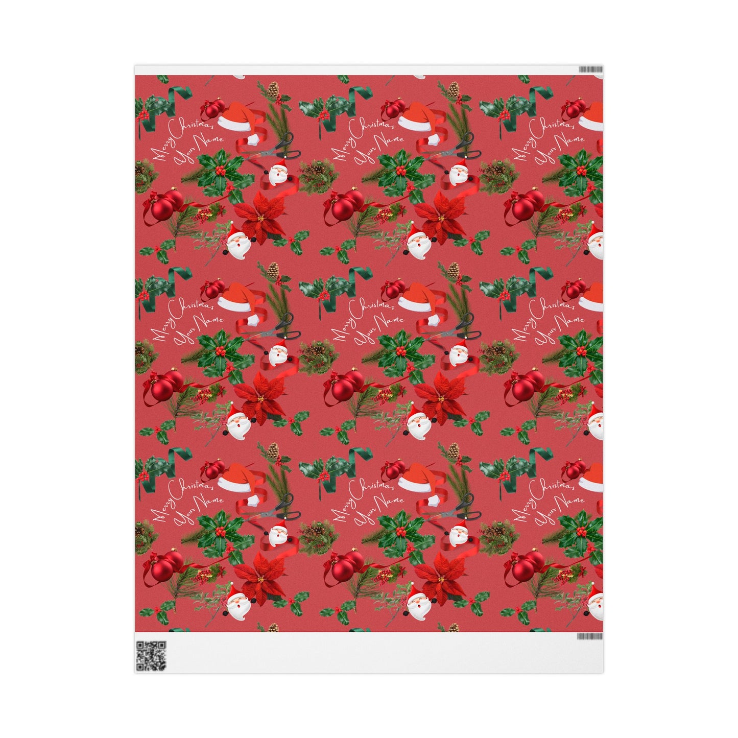 Personalized Red Merry Christmas Wrapping Paper