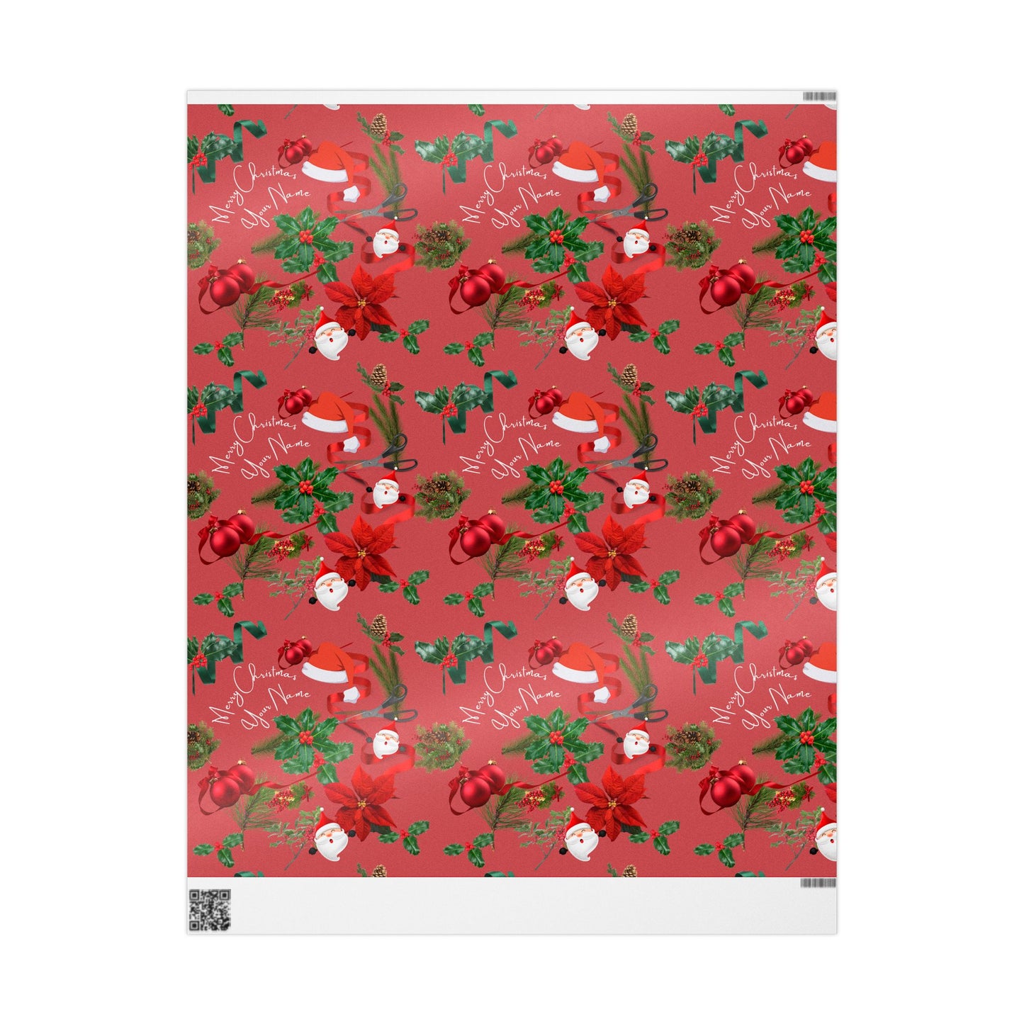 Personalized Red Merry Christmas Wrapping Paper