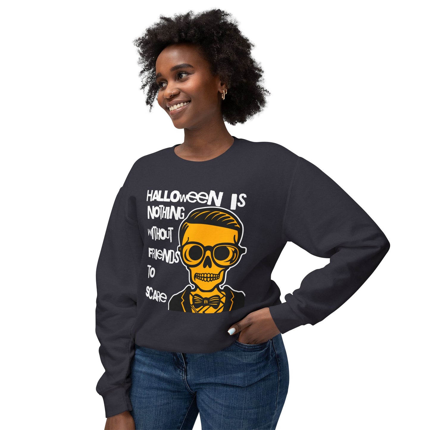 Skeleton Tuxedo Sweatshirt - Halloween Is Nothing Without Friends to Scare