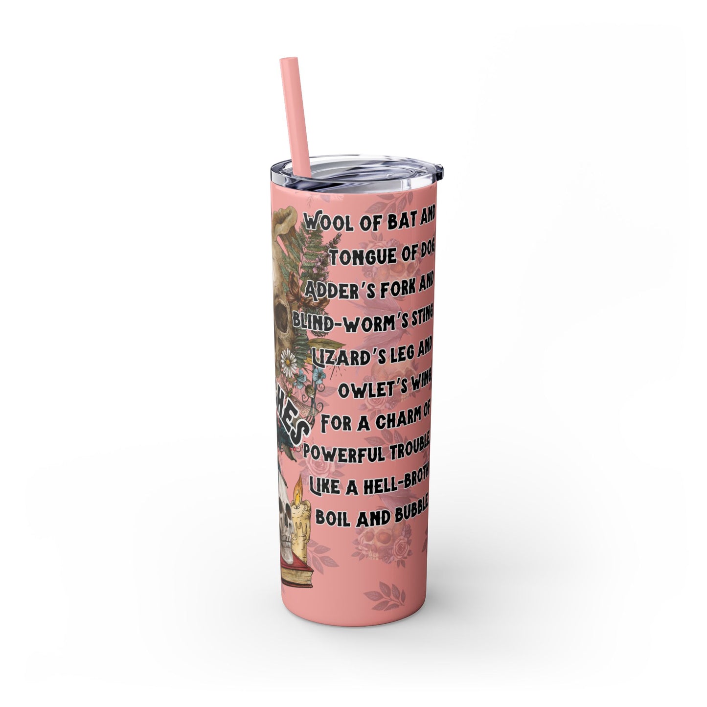 "Witches Spell" Skinny Tumbler with Straw, 20oz