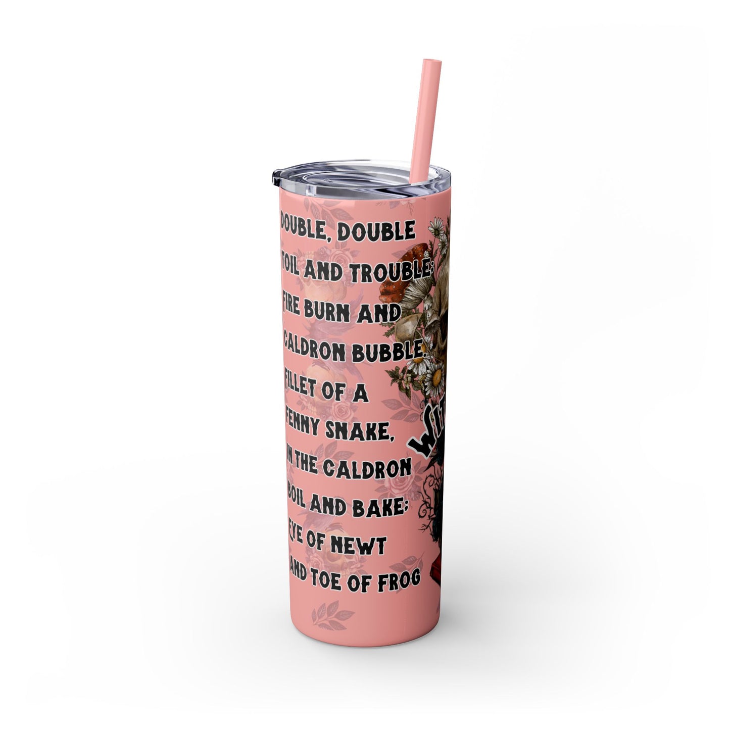 "Witches Spell" Skinny Tumbler with Straw, 20oz