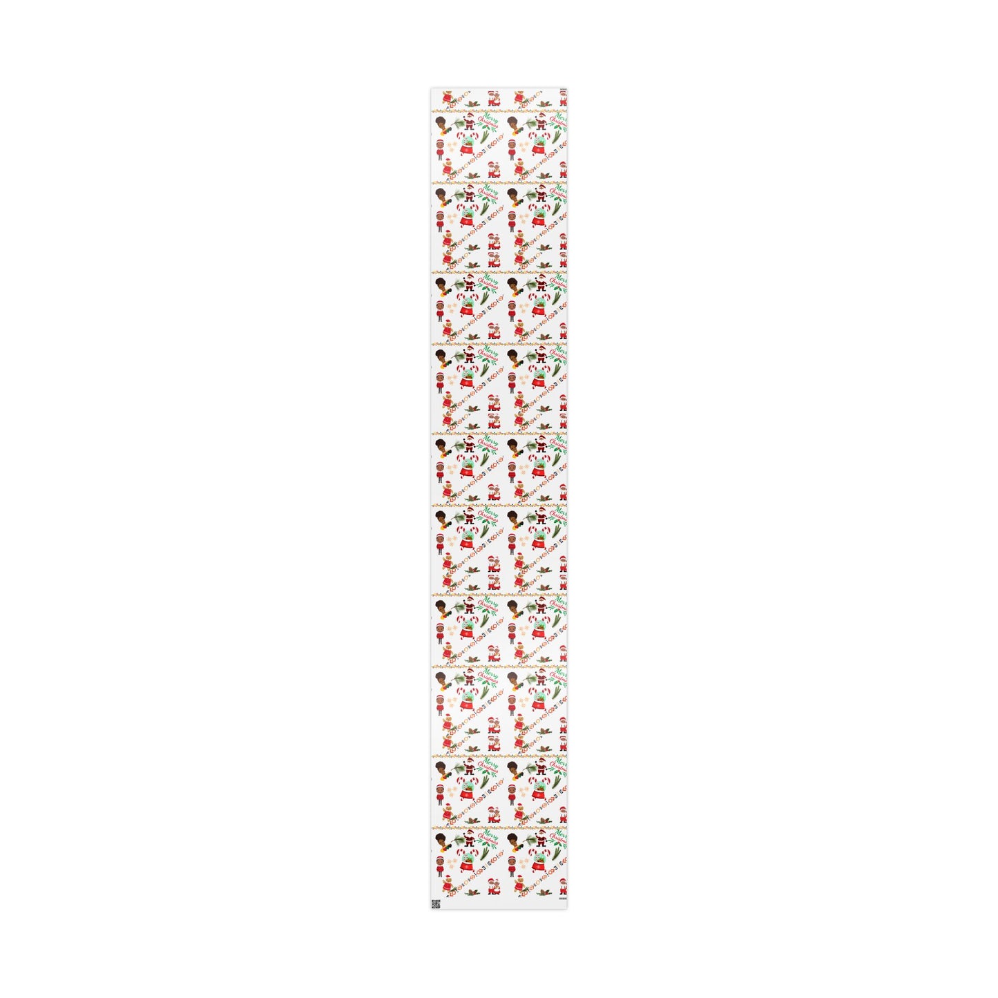 Afrocentric Merry Christmas Wrapping Paper - White