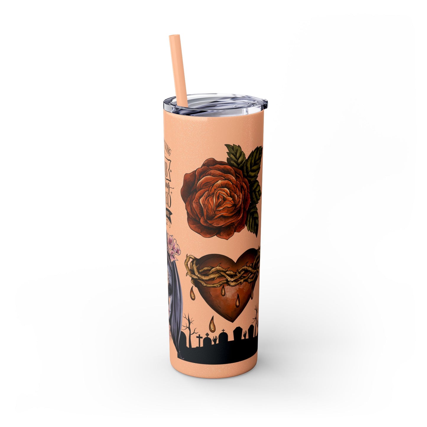 "Something Wicked This Way Comes" Skinny Tumbler with Straw, 20oz