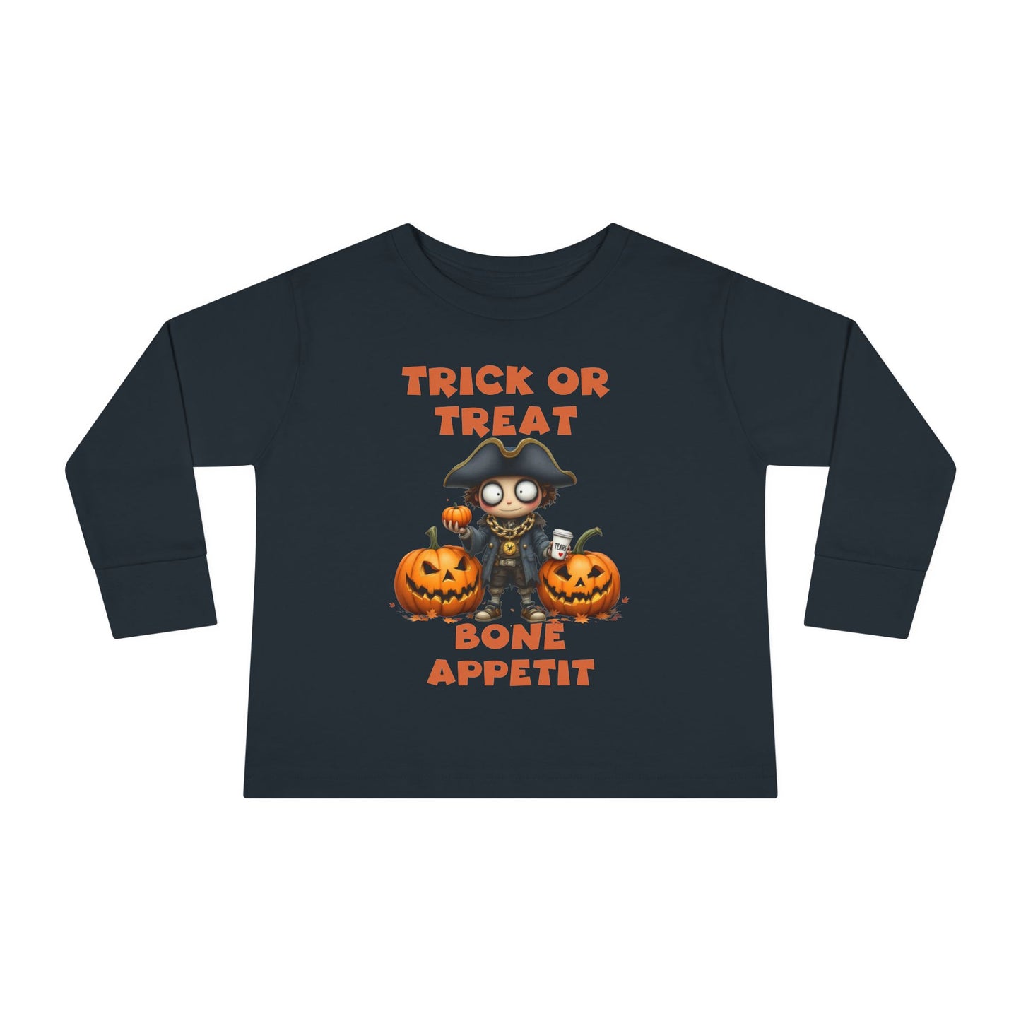 Toddler's "Trick or Treat, Bon Appetit" Halloween Long Sleeve T-shirt