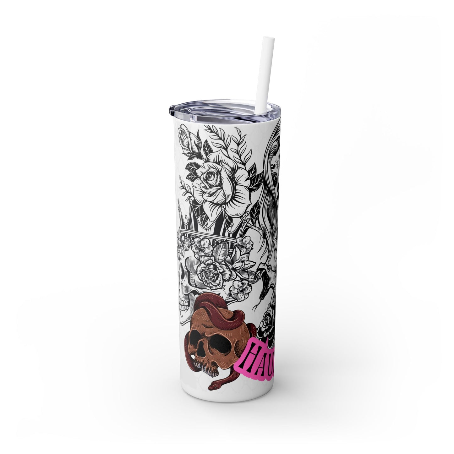 "Haunted" Skinny Tumbler with Straw, 20oz