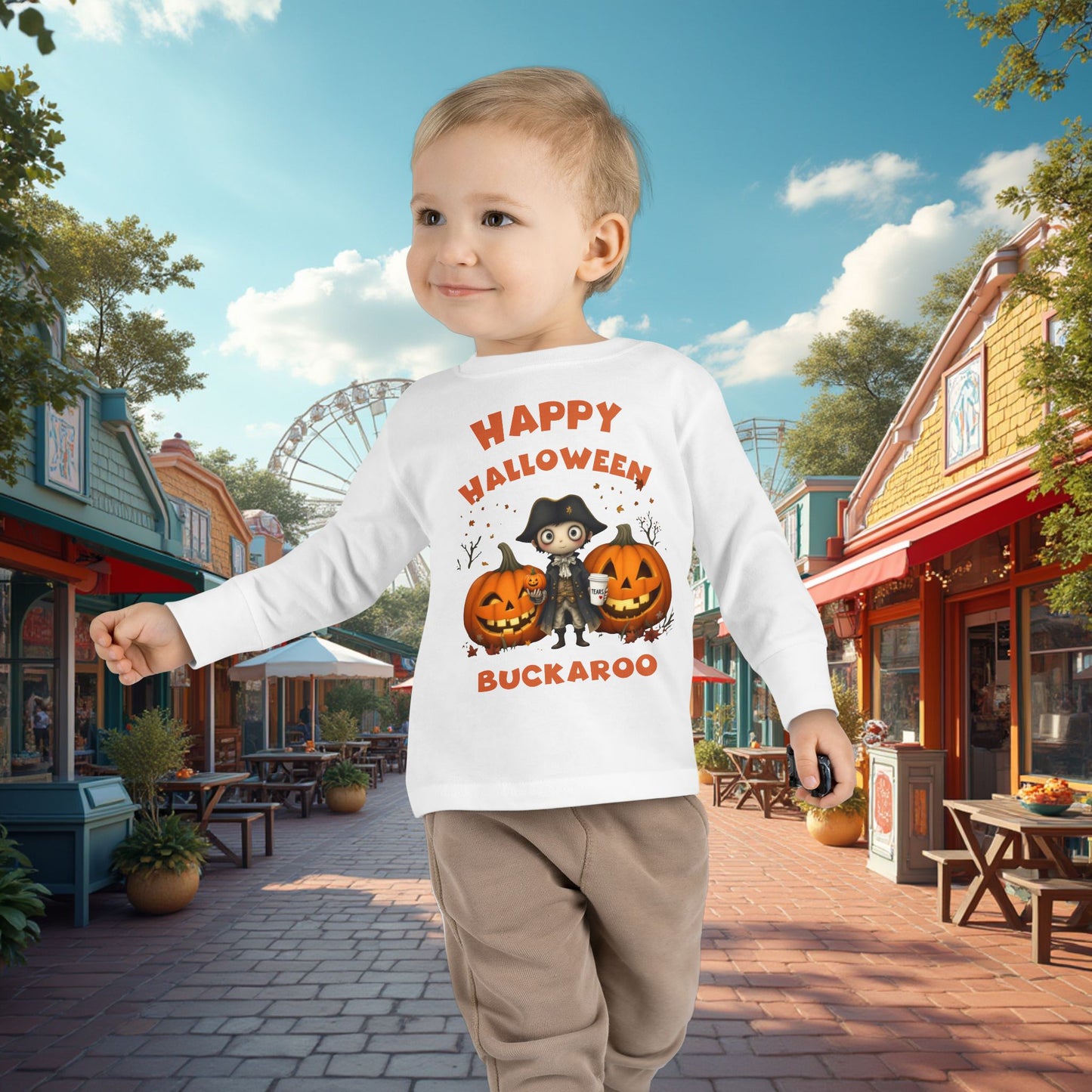 Toddler's "Happy Halloween Buckaroo" Halloween Long Sleeve T-shirt