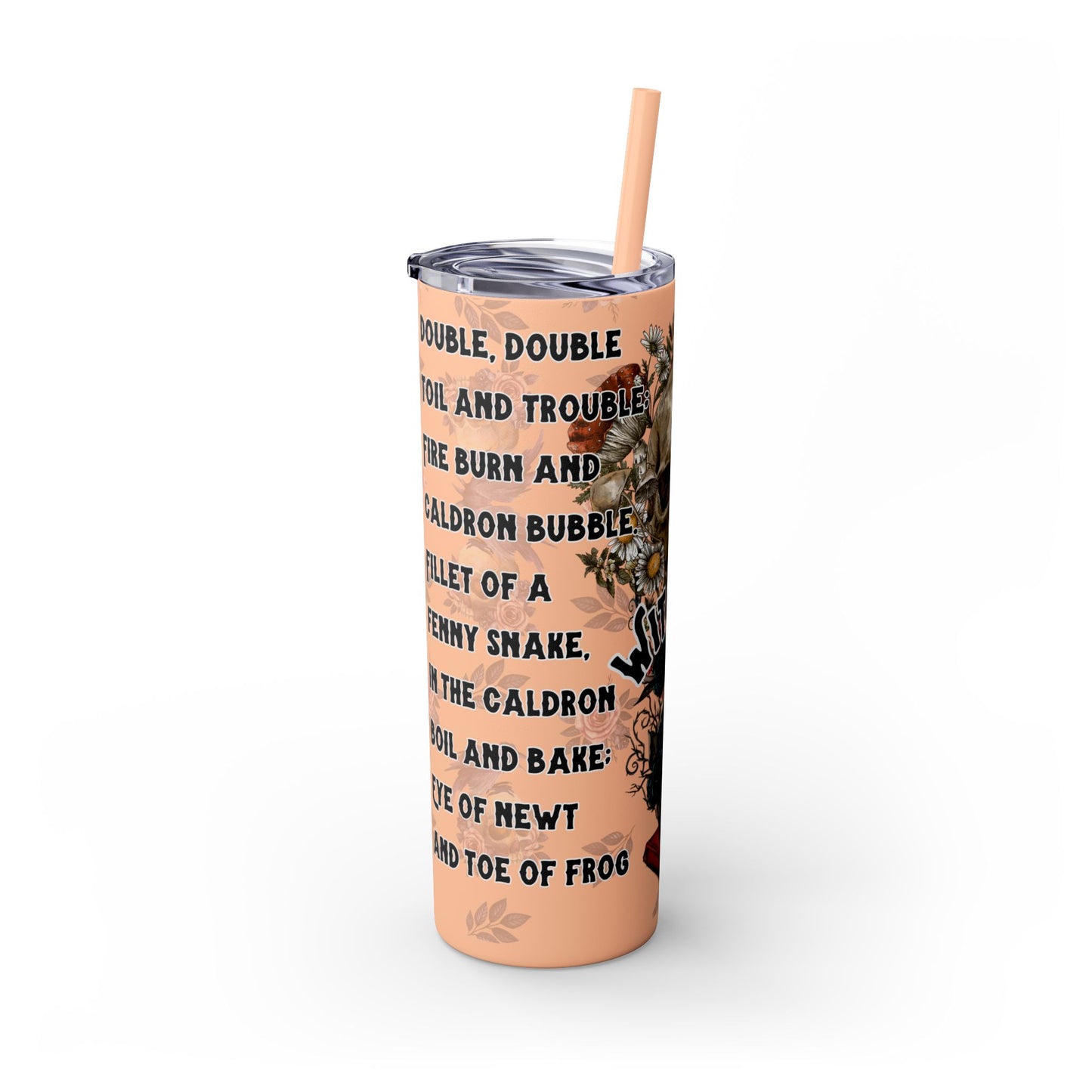 "Witches Spell" Skinny Tumbler with Straw, 20oz