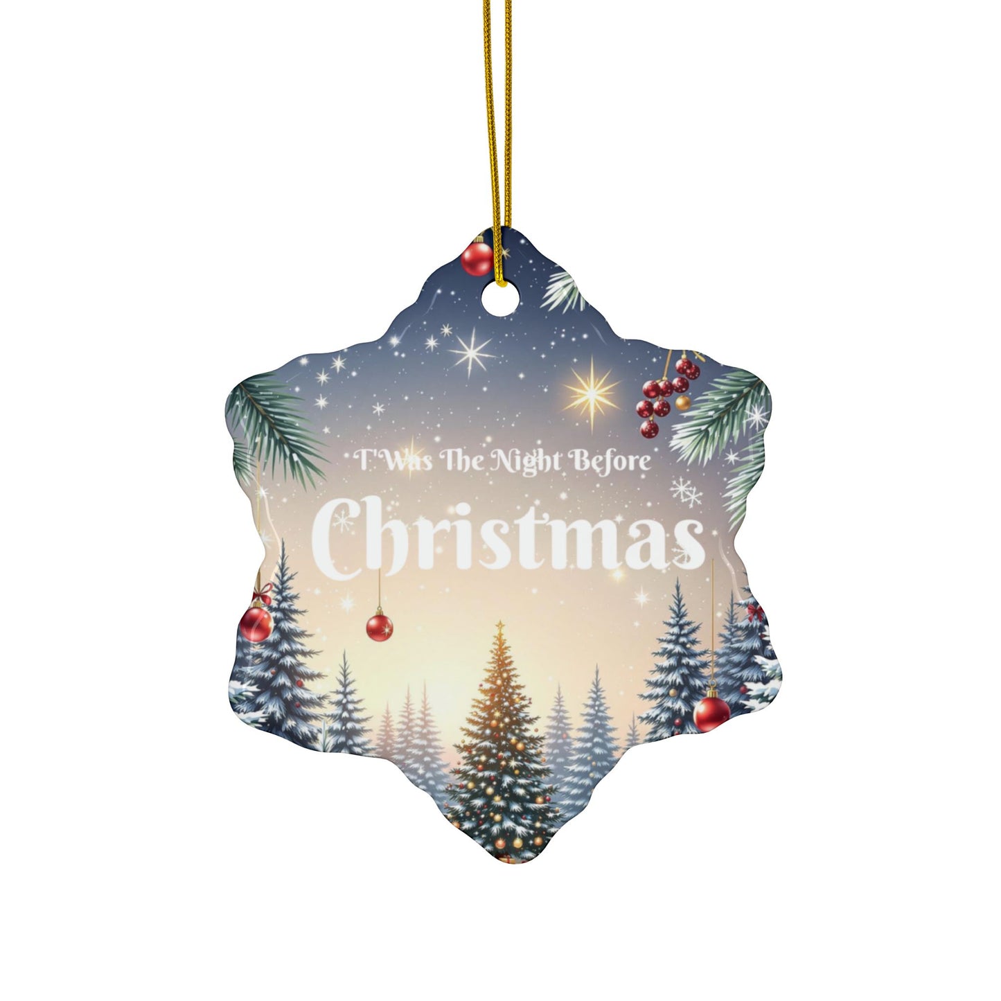 T'was The Night Before Christmas Ornaments - Ceramic, 2-Side Print, (1pc, 3pcs, 5pcs, 10pcs)