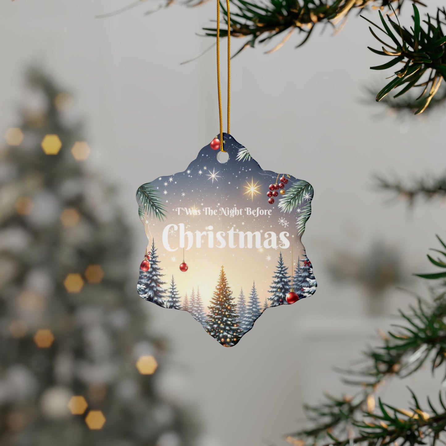 T'was The Night Before Christmas Ornaments - Ceramic, 2-Side Print, (1pc, 3pcs, 5pcs, 10pcs)