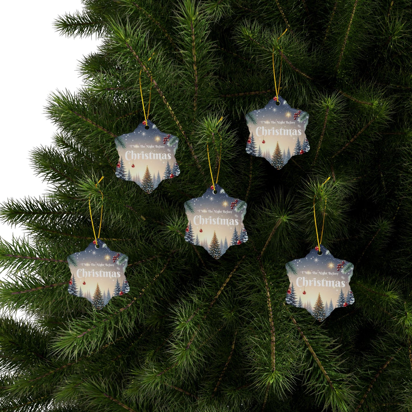 T'was The Night Before Christmas Ornaments - Ceramic, 2-Side Print, (1pc, 3pcs, 5pcs, 10pcs)