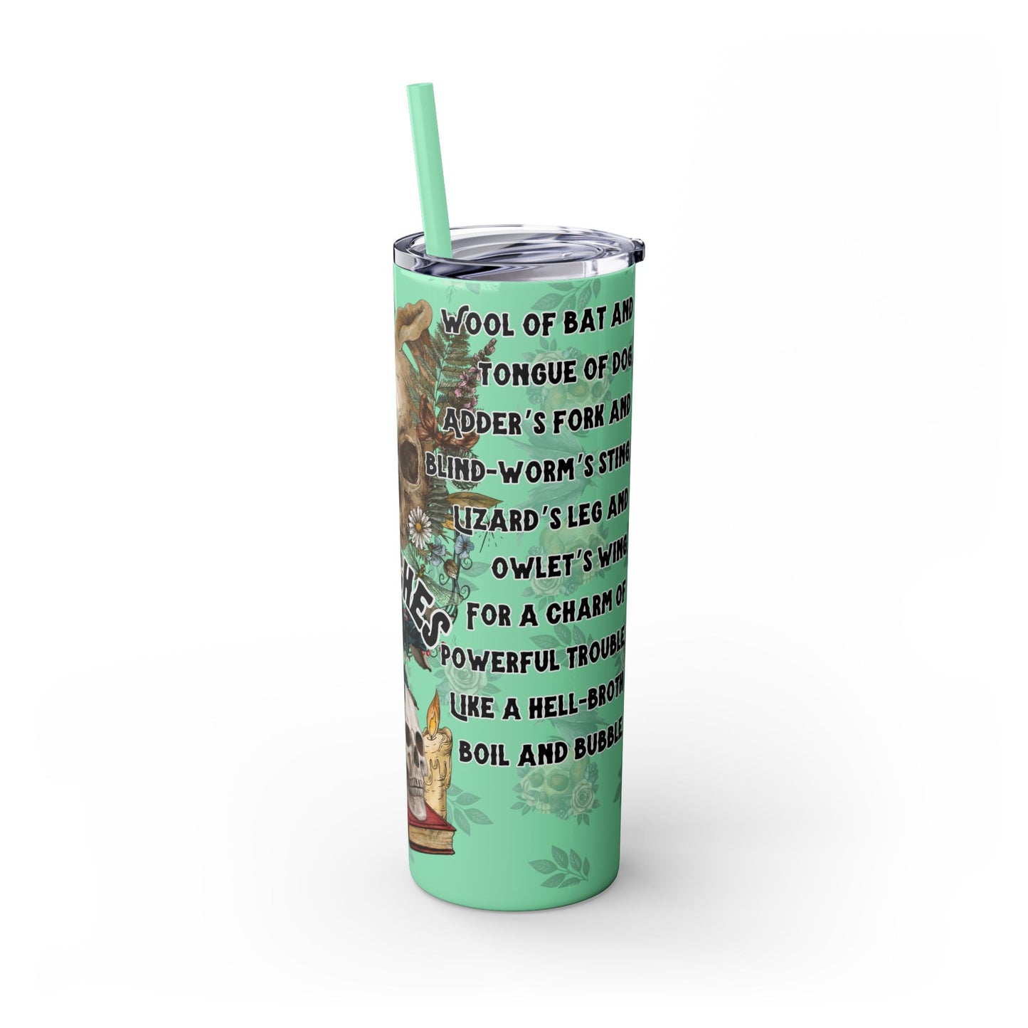 "Witches Spell" Skinny Tumbler with Straw, 20oz