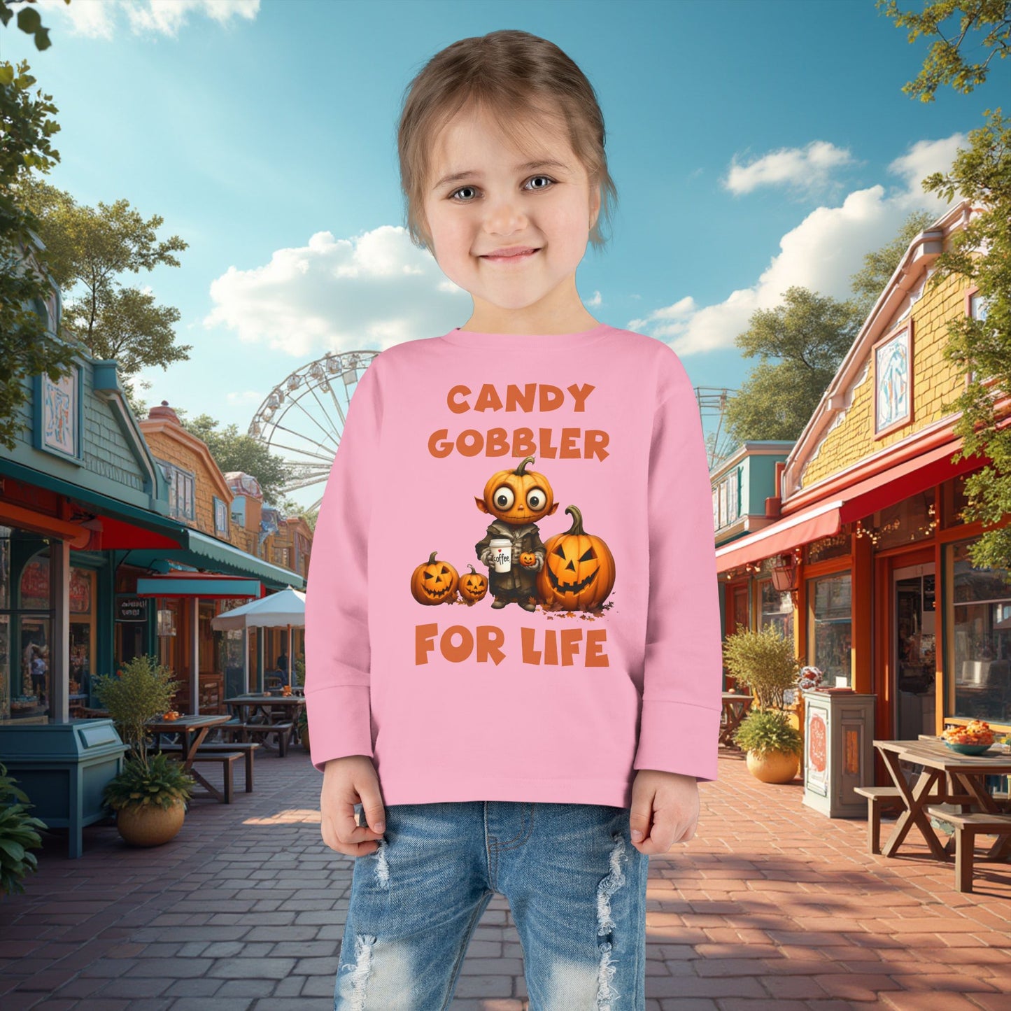 Toddler's "Candy Gobbler For Life" Halloween Long Sleeve T-shirt