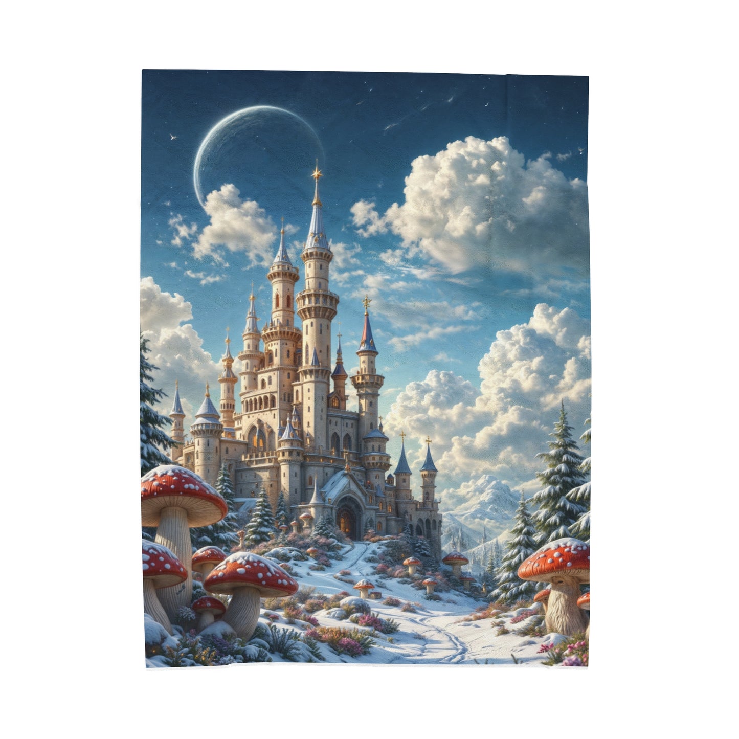 Enchanted Christmas Castle Velveteen Plush Blanket