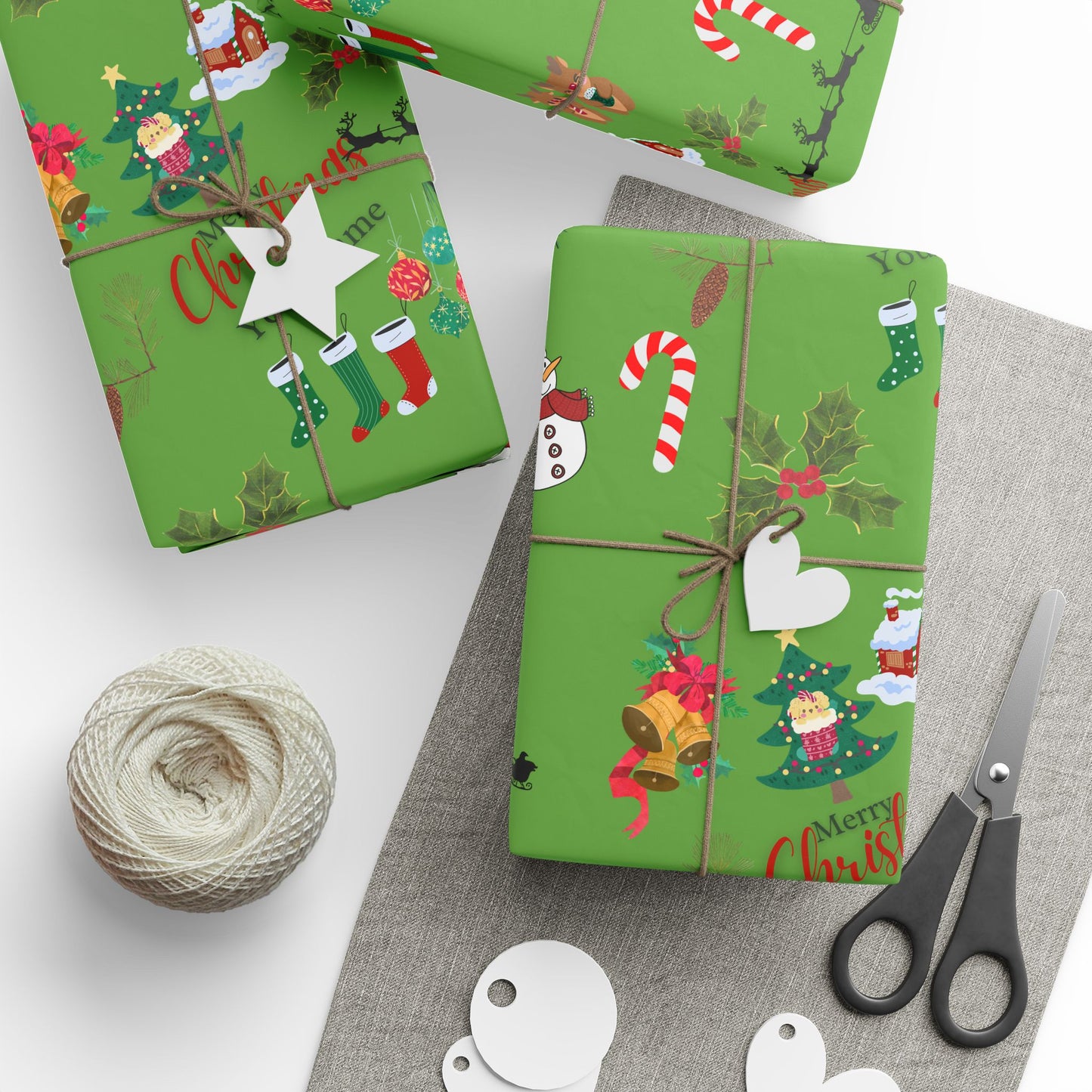 Personalized Green Christmas Wrapping Paper