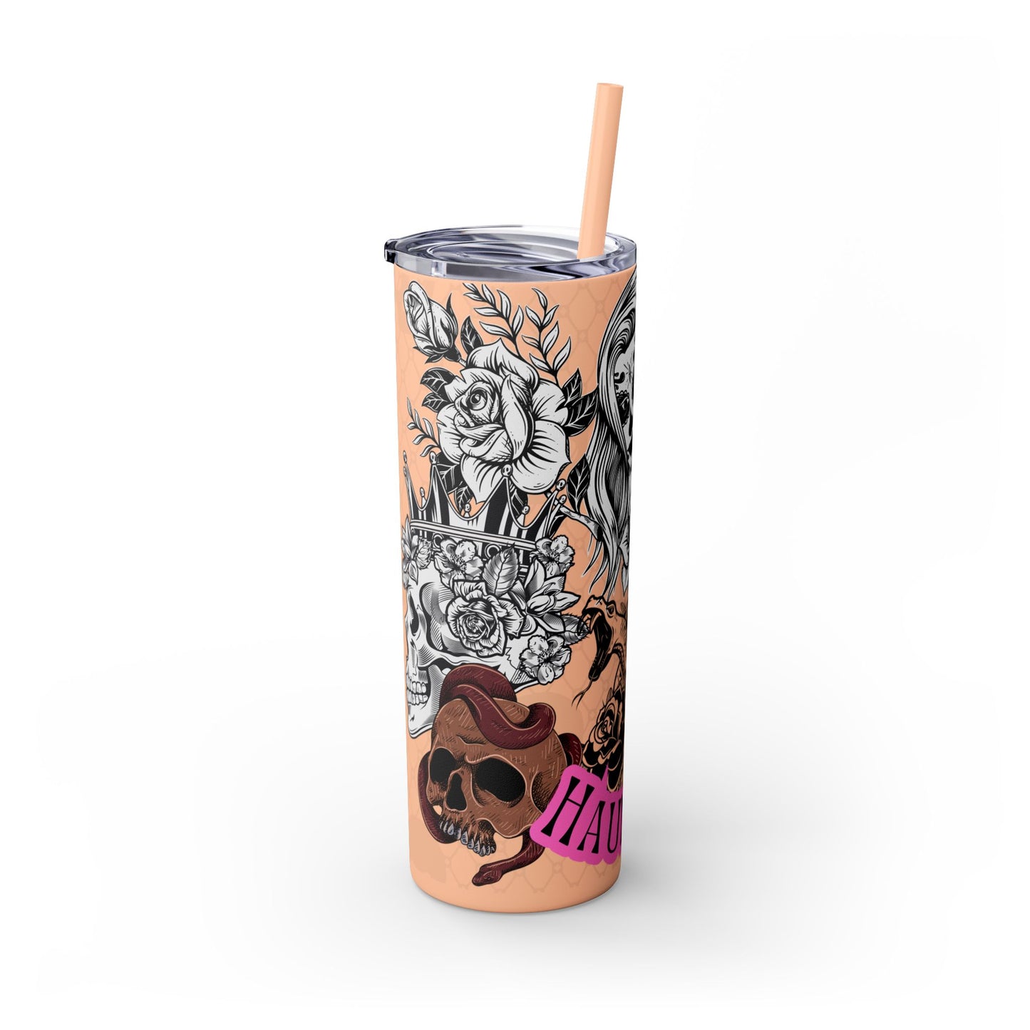 "Haunted" Skinny Tumbler with Straw, 20oz