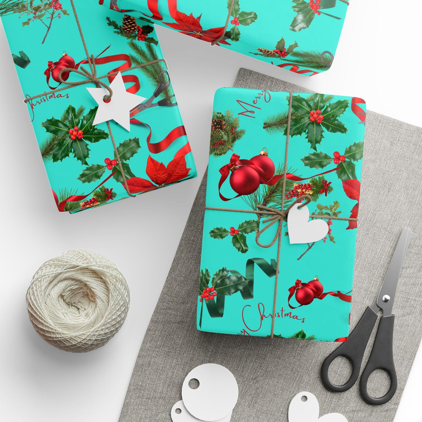 Merry Christmas Turquoise Wrapping Papers