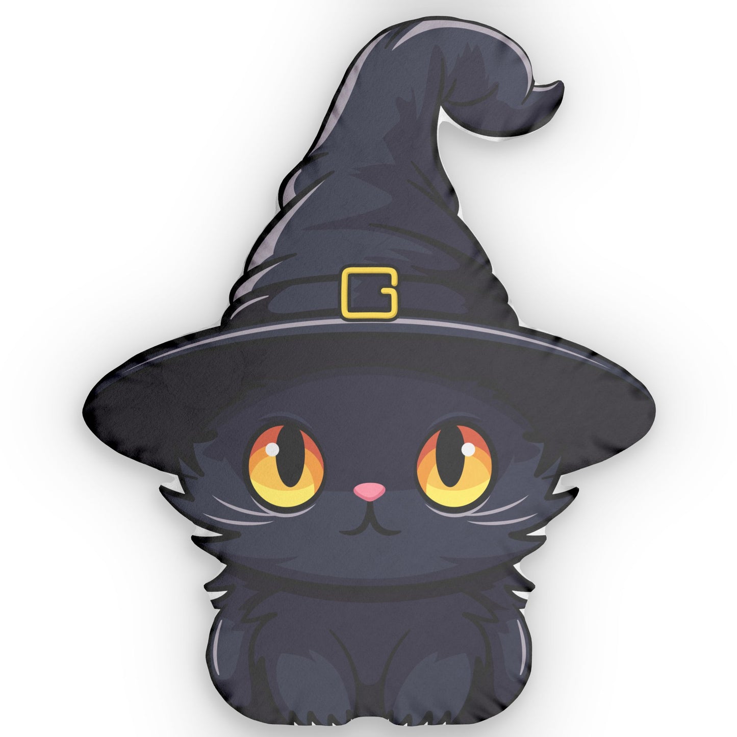 Black Cat Witch Hat Custom Shaped Pillow