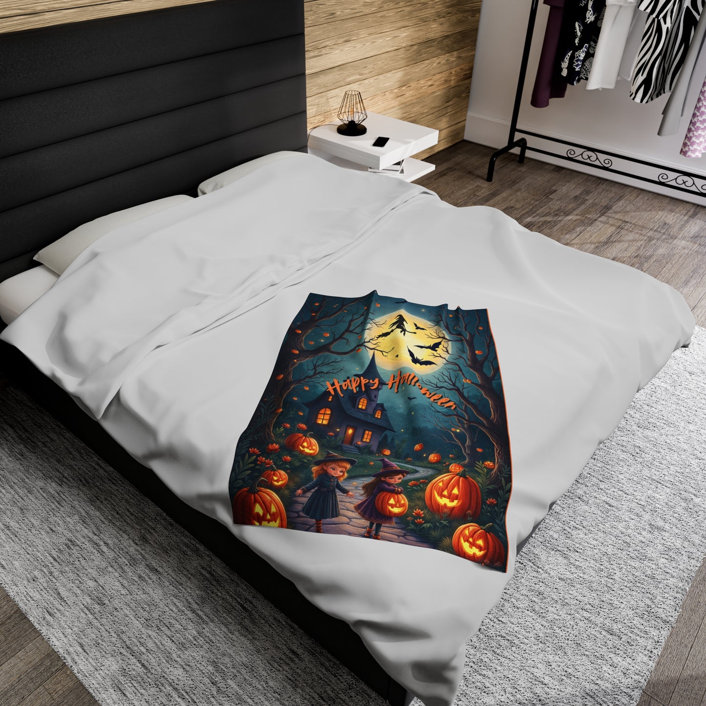 Happy Halloween Velveteen Plush Blanket