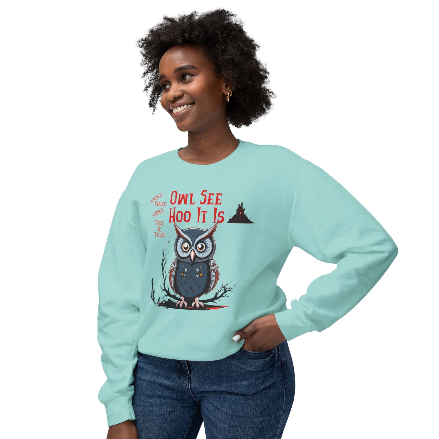 Crewneck Sweatshirt - Halloween Owl, 'Owl See Hooo It Is'