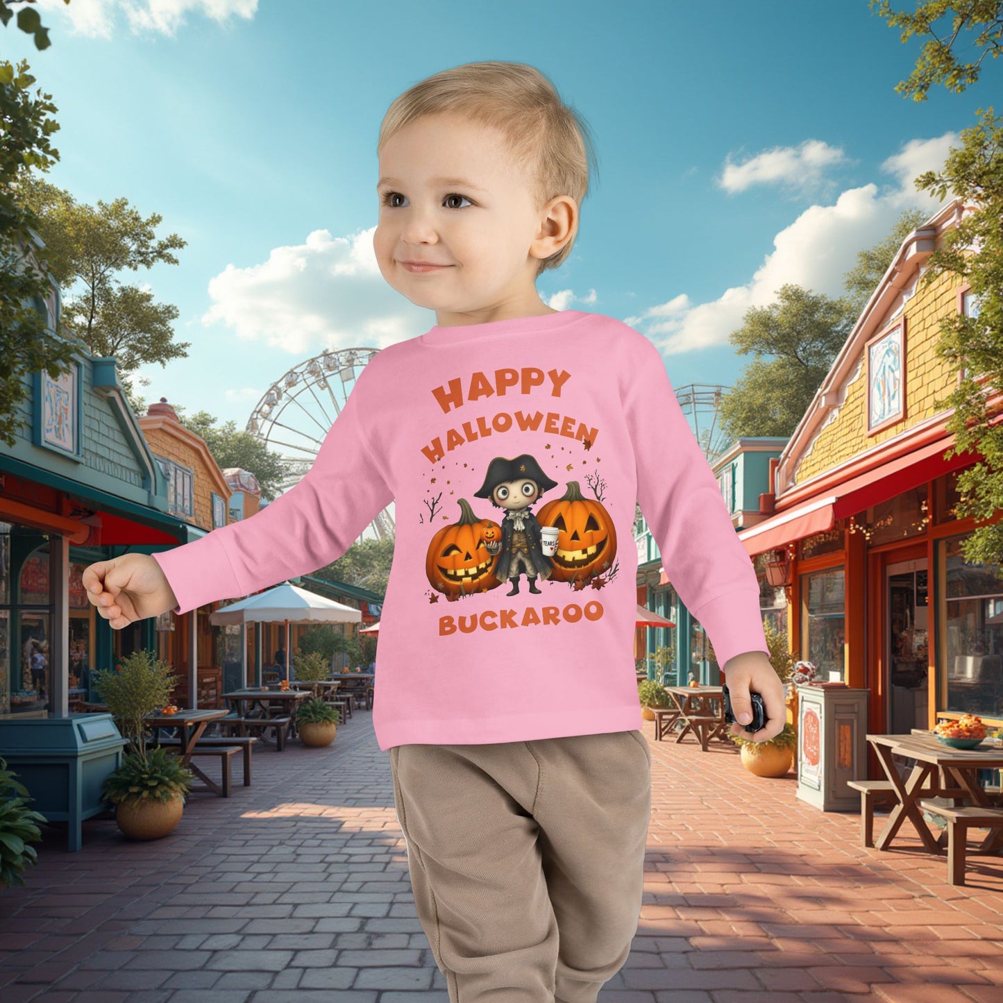 Toddler's "Happy Halloween Buckaroo" Halloween Long Sleeve T-shirt