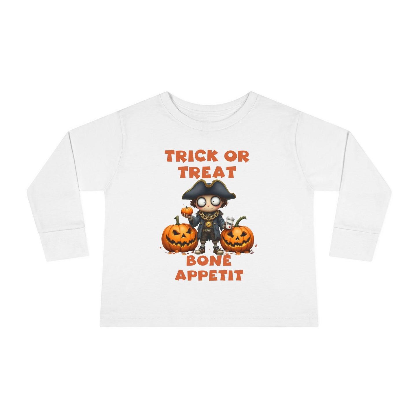 Toddler's "Trick or Treat, Bon Appetit" Halloween Long Sleeve T-shirt