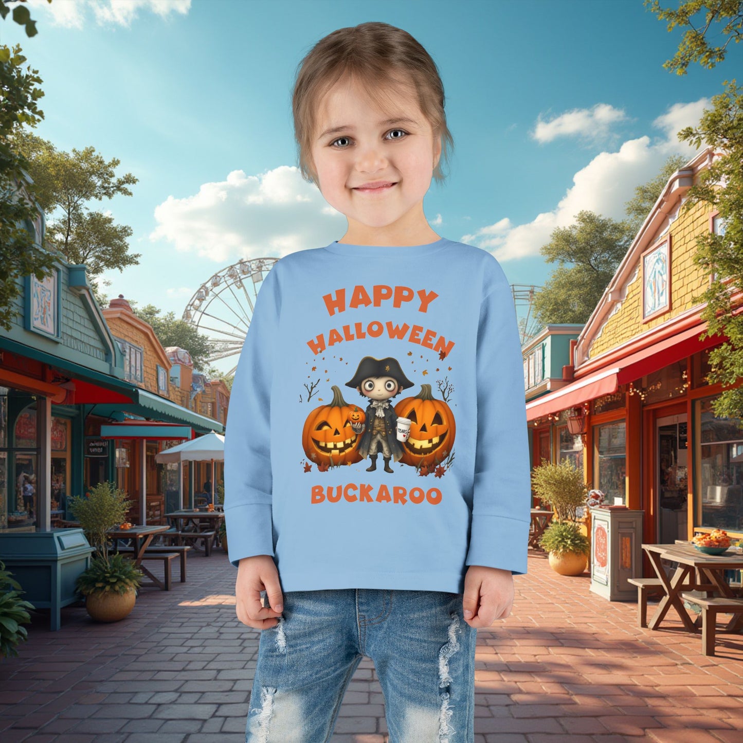 Toddler's "Happy Halloween Buckaroo" Halloween Long Sleeve T-shirt