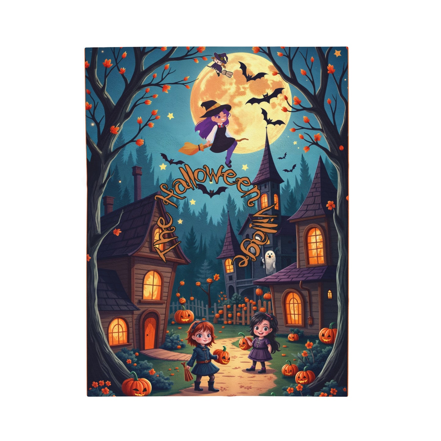 The Halloween Village Velveteen Plush Blanket