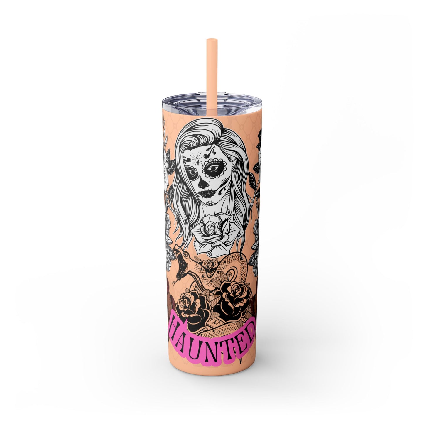 "Haunted" Skinny Tumbler with Straw, 20oz