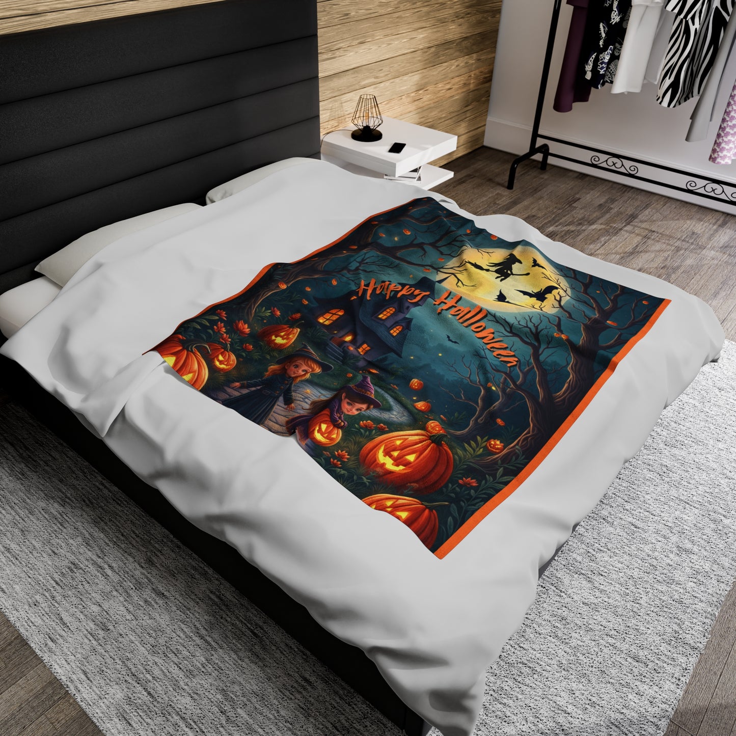 Happy Halloween Velveteen Plush Blanket