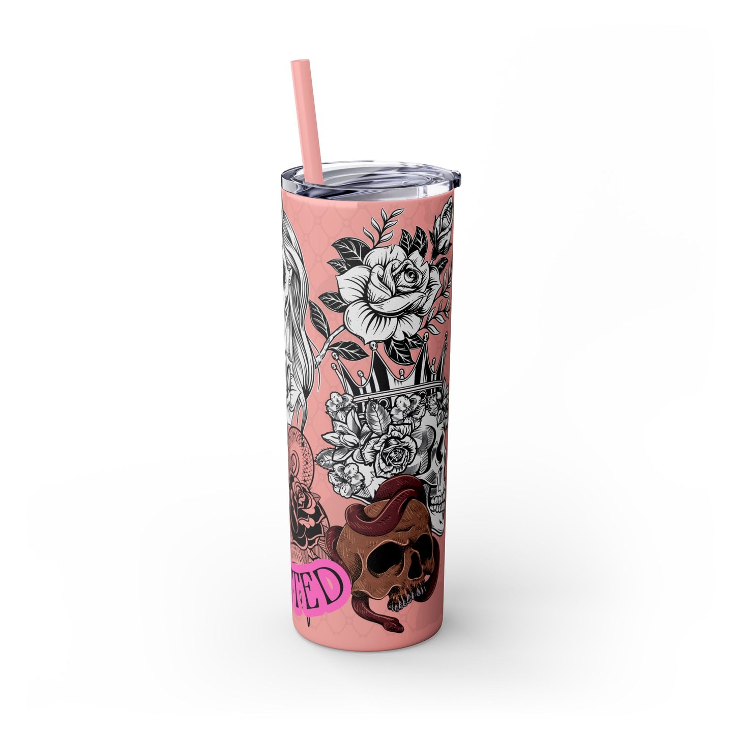 "Haunted" Skinny Tumbler with Straw, 20oz