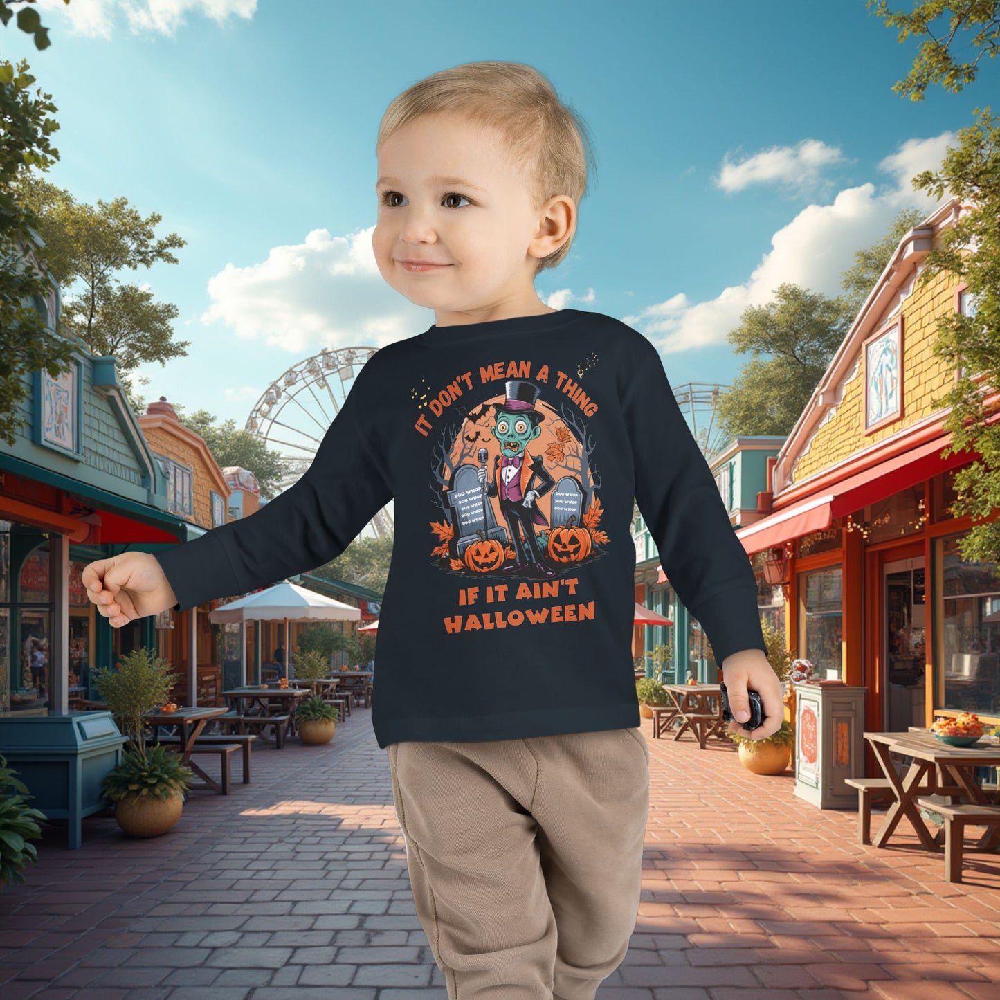 Toddler's Halloween Long Sleeve T-shirt "It Don't Mean A Thing If It Ain't Halloween"