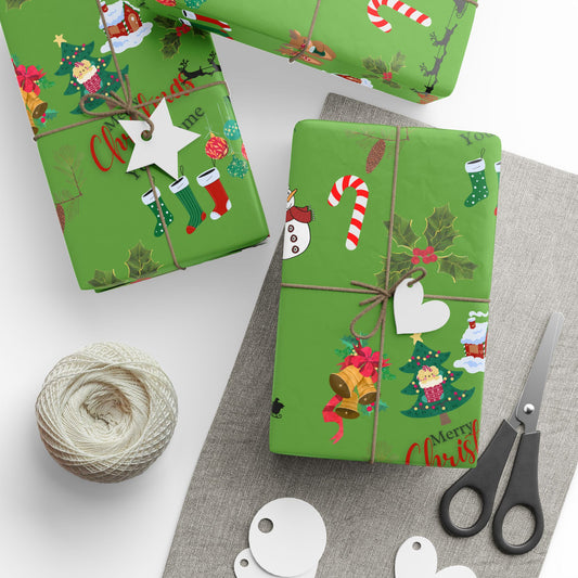 Personalized Green Christmas Wrapping Paper