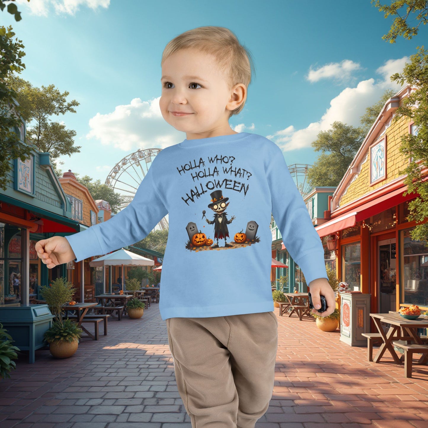 Toddler's "Holla Who, Holla What, Halloween" Long Sleeve T-shirt