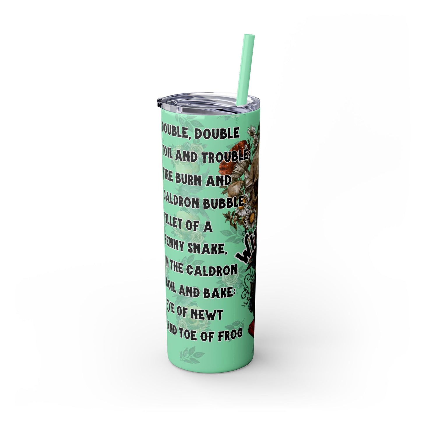 "Witches Spell" Skinny Tumbler with Straw, 20oz