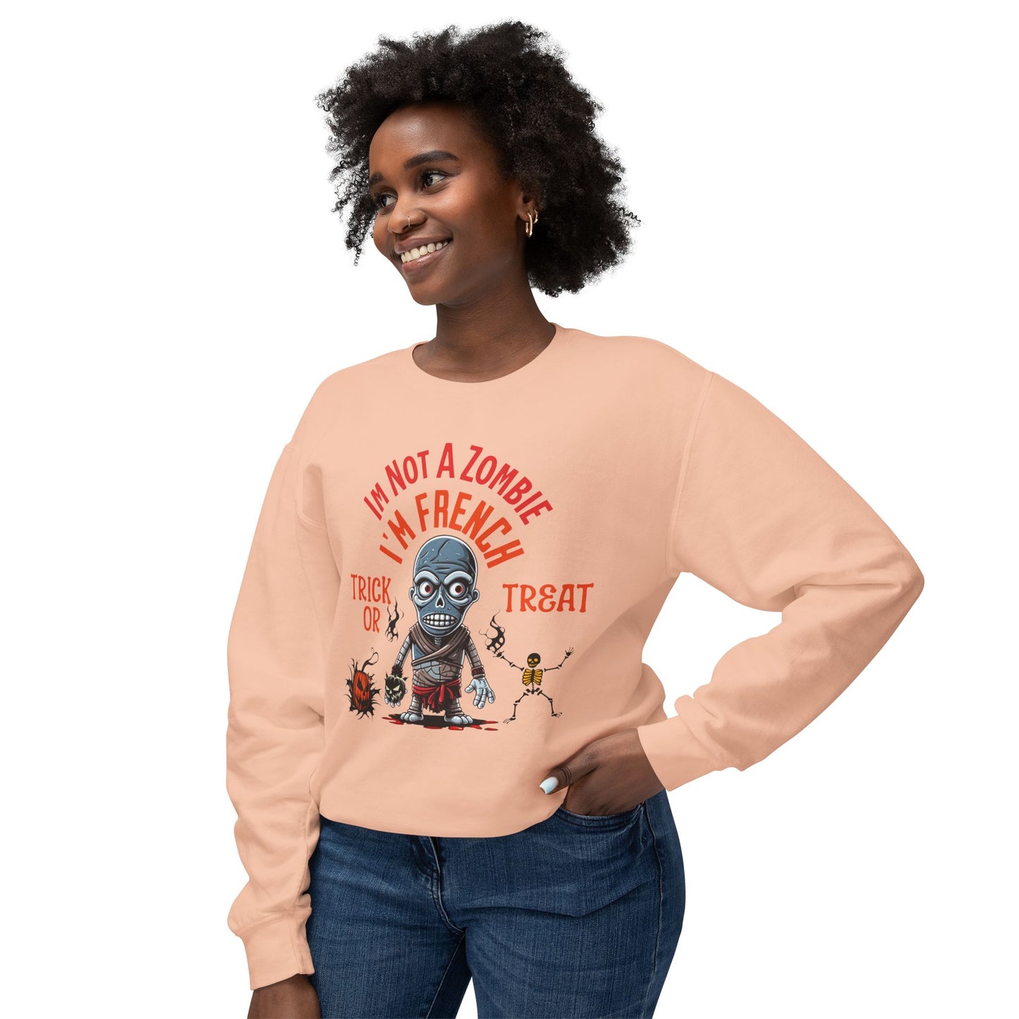 Zombie Trick Or Treater Sweatshirt - I'm Not A Zombie, I'm French