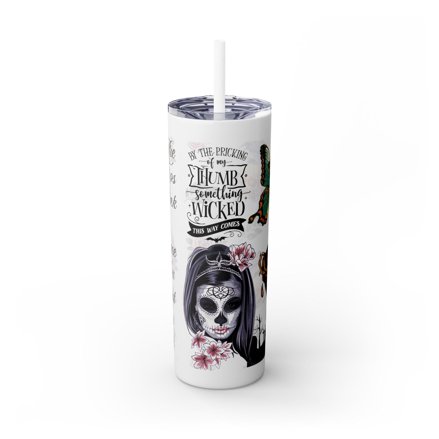 "Roses Are Red" Skinny Tumbler with Straw, 20oz