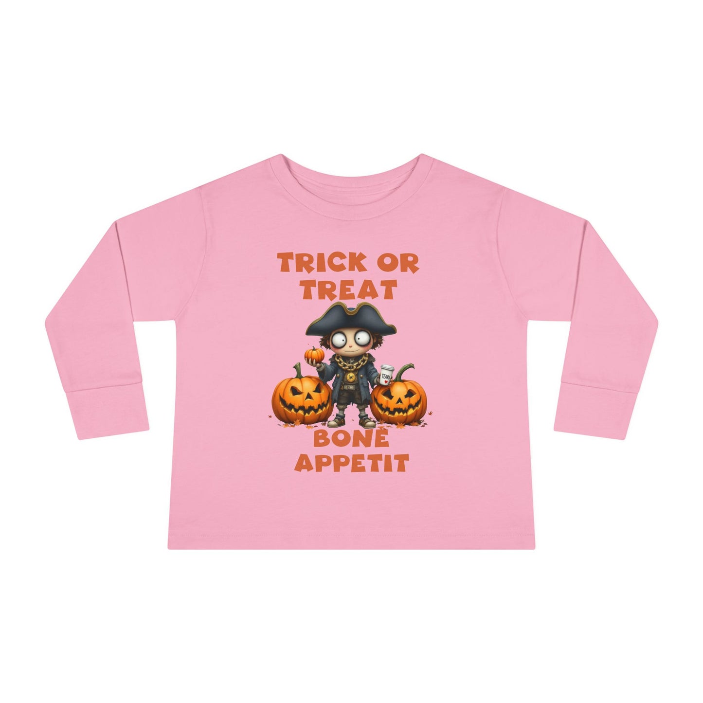 Toddler's "Trick or Treat, Bon Appetit" Halloween Long Sleeve T-shirt