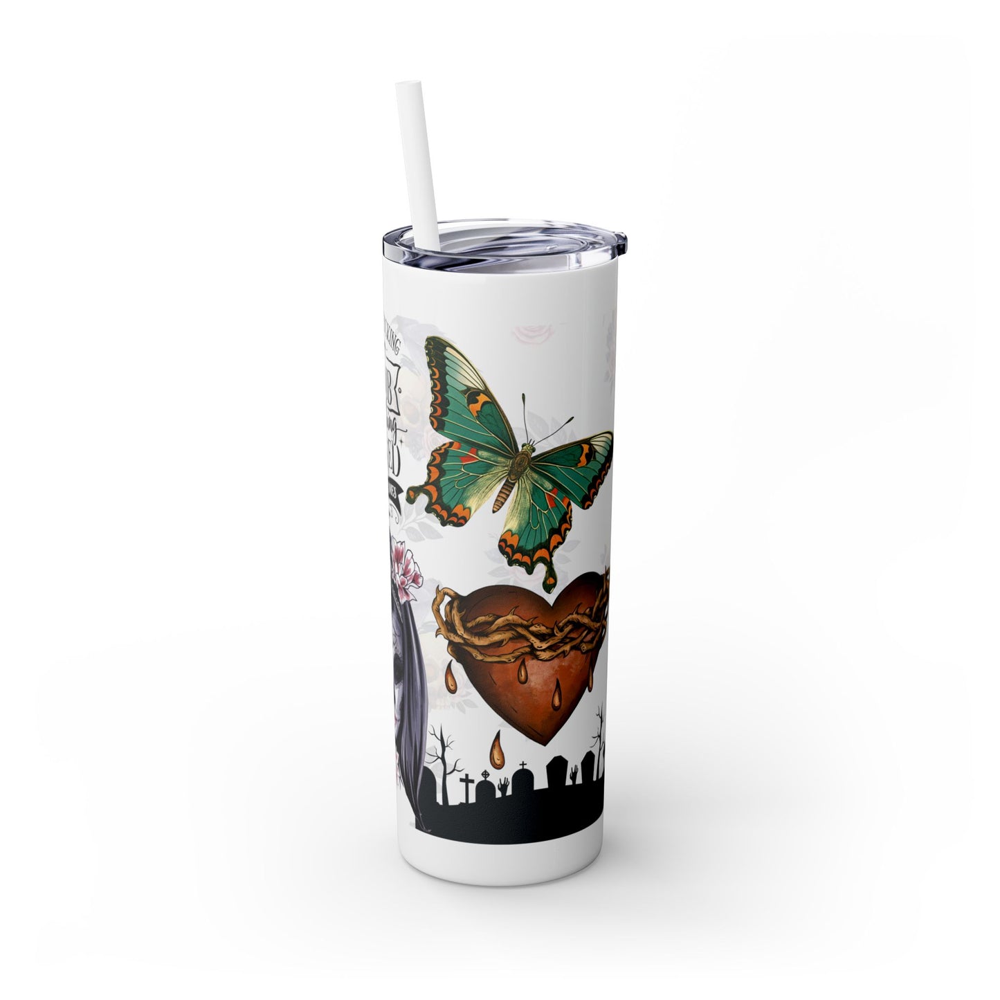 "Roses Are Red" Skinny Tumbler with Straw, 20oz