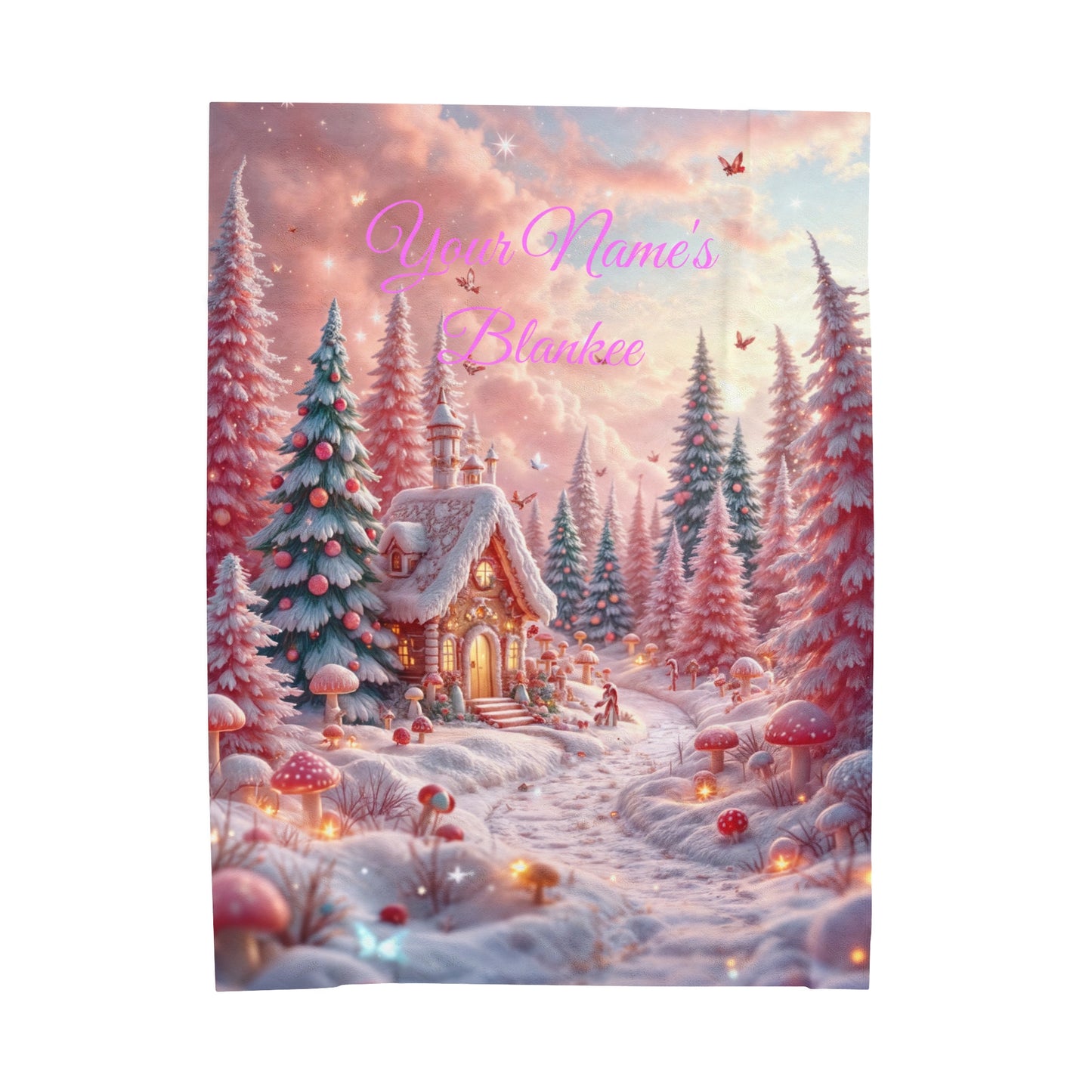 Personalized Christmas Village Blanket - Plush Velveteen