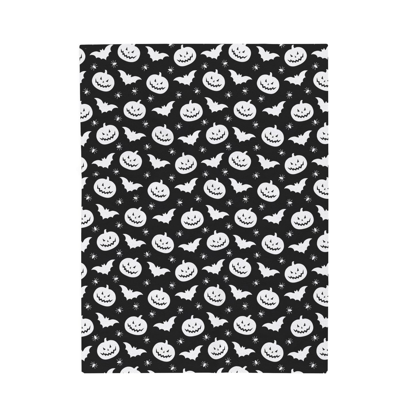 Black & White Pumpkin, Bat Velveteen Plush Blanket