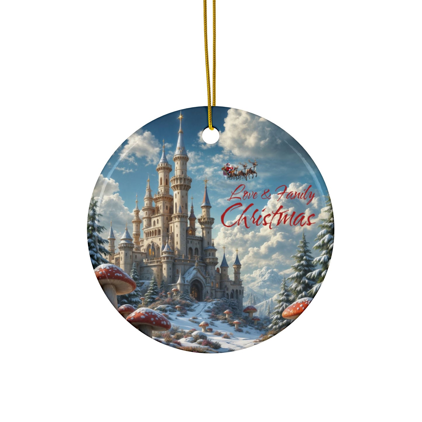 Love & Family Christmas Ornaments - Ceramic, 2-Side Print, (1pc, 3pcs, 5pcs, 10pcs)