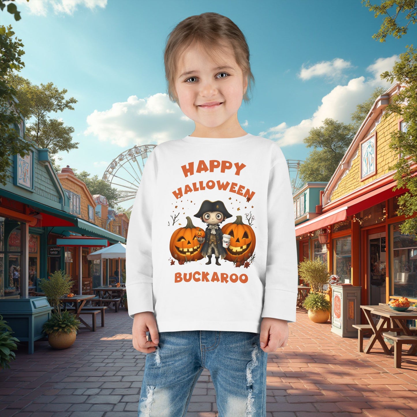 Toddler's "Happy Halloween Buckaroo" Halloween Long Sleeve T-shirt