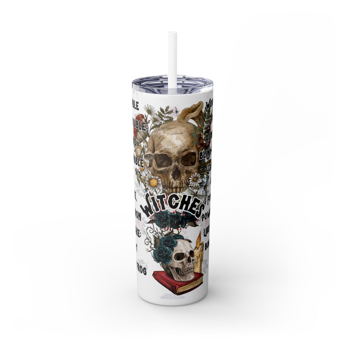 "Witches Spell" Skinny Tumbler with Straw, 20oz