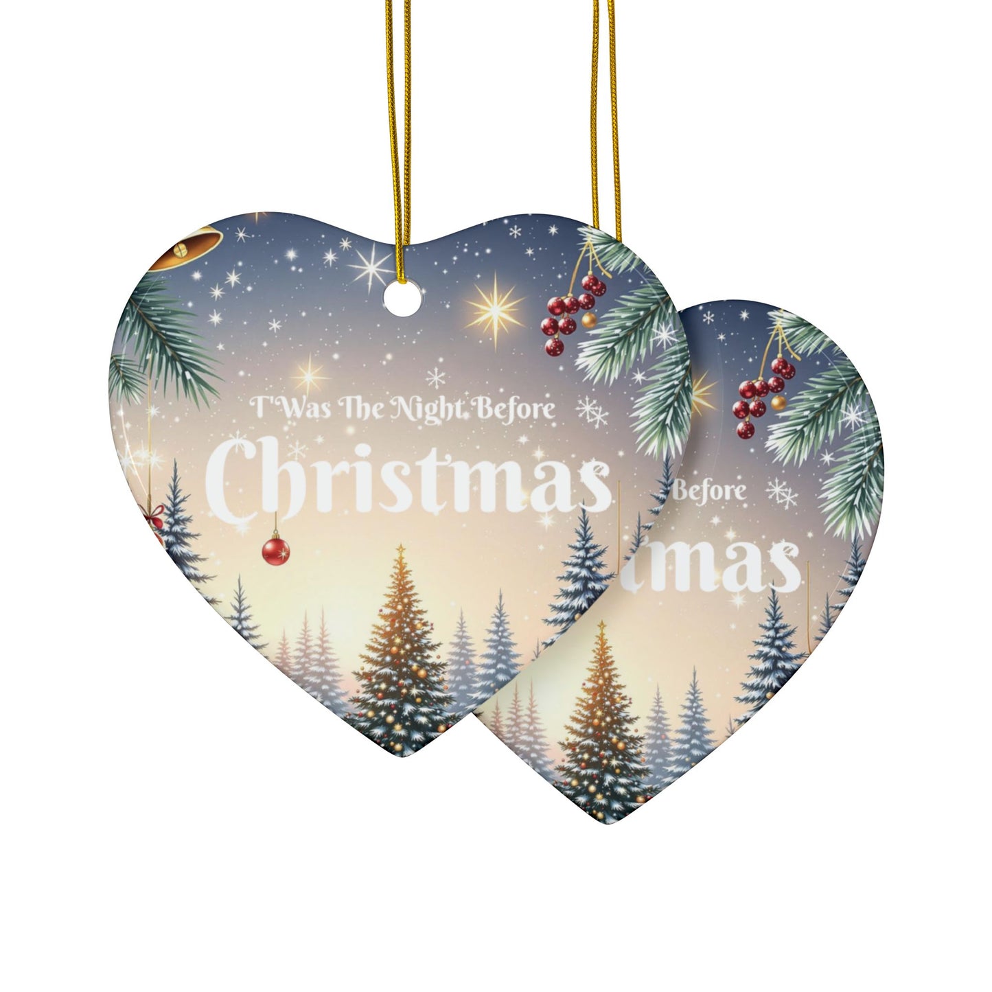 T'was The Night Before Christmas Ornaments - Ceramic, 2-Side Print, (1pc, 3pcs, 5pcs, 10pcs)