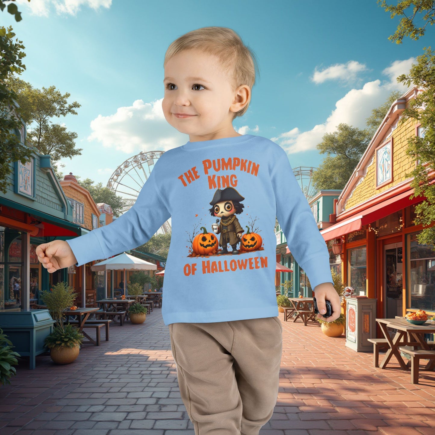 Toddler's Halloween Long Sleeve T-shirt "The Pumpkin King Of Halloween"