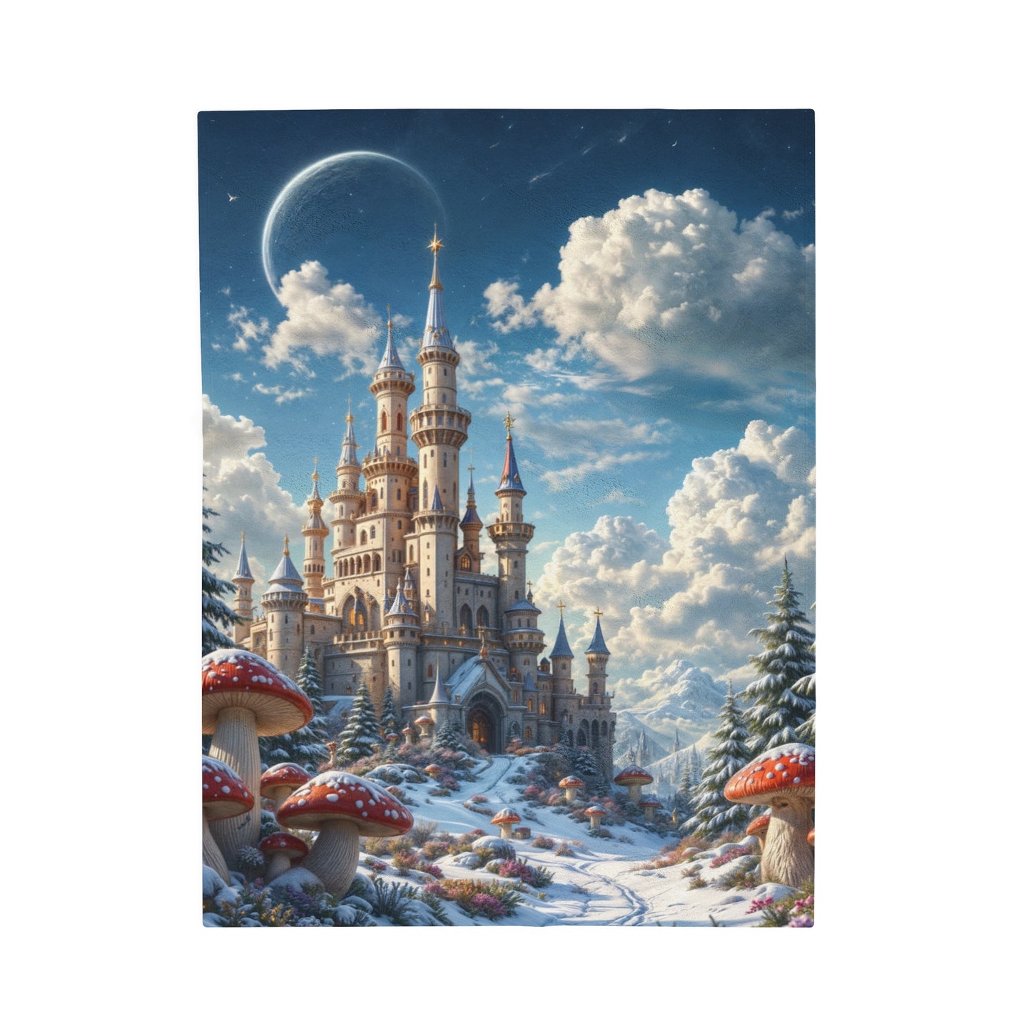 Enchanted Christmas Castle Velveteen Plush Blanket