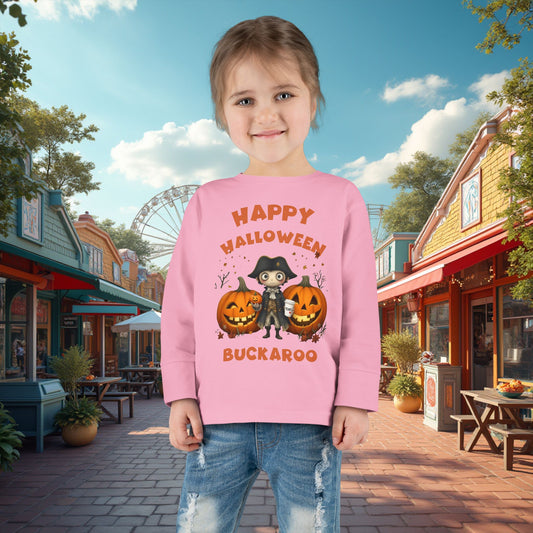 Toddler's "Happy Halloween Buckaroo" Halloween Long Sleeve T-shirt