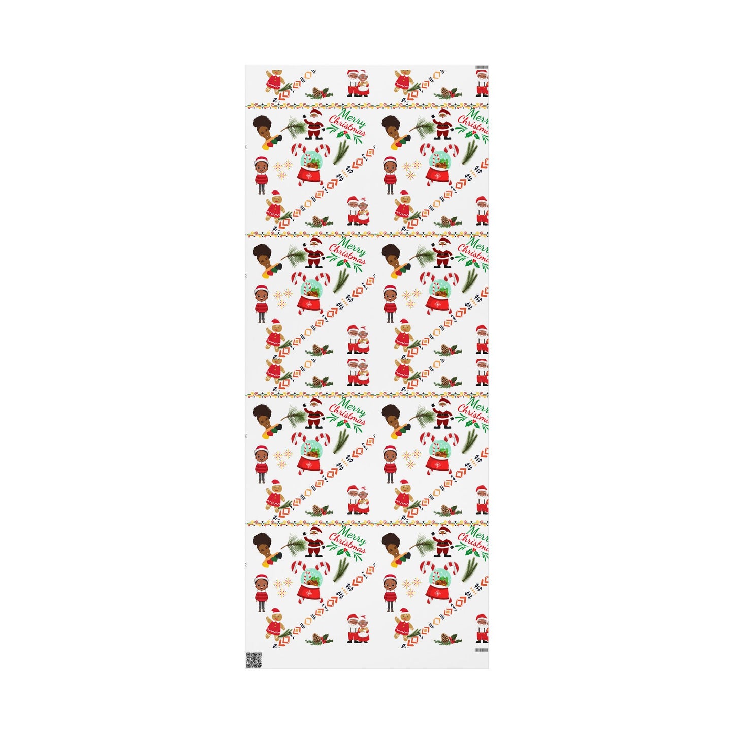 Afrocentric Merry Christmas Wrapping Paper - White