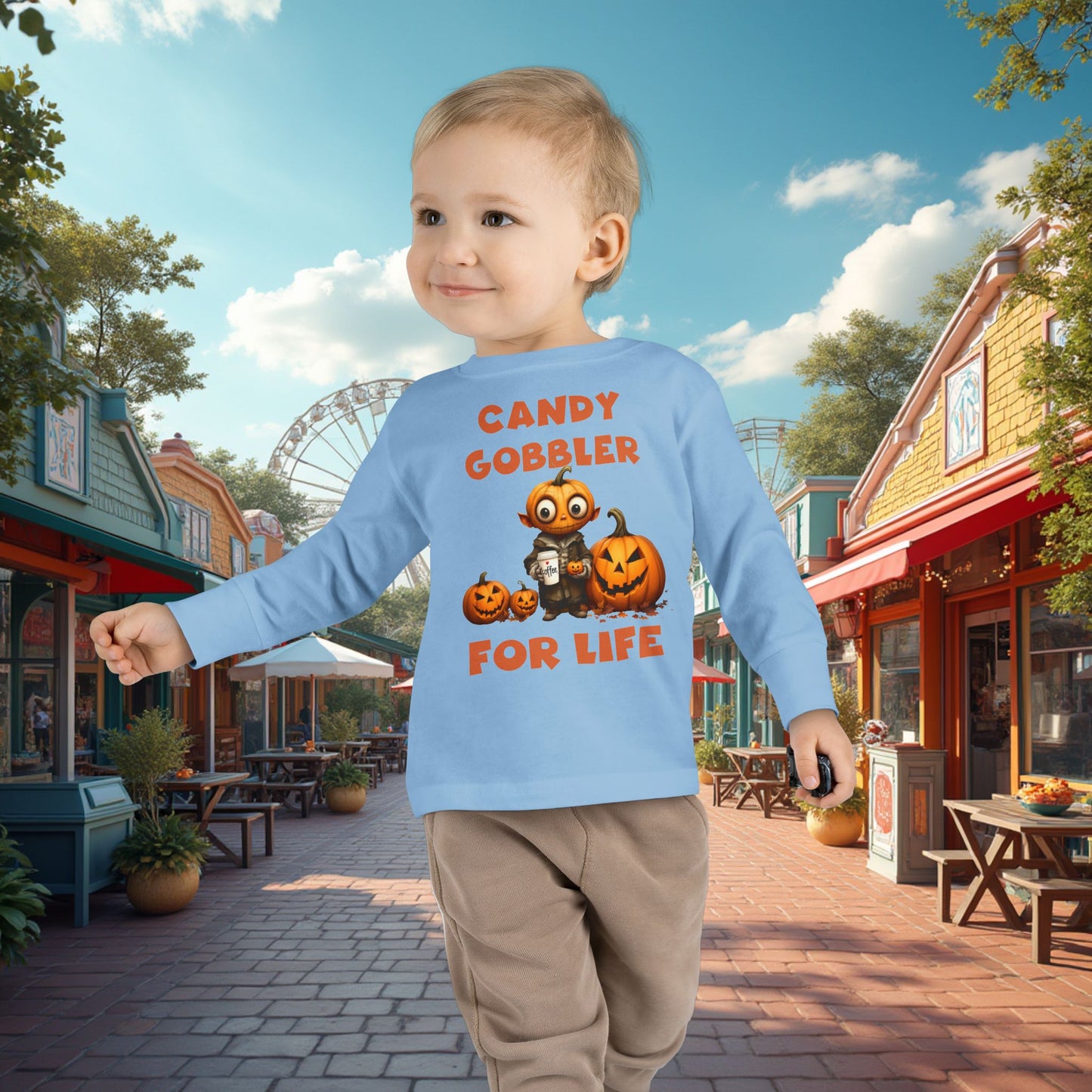 Toddler's "Candy Gobbler For Life" Halloween Long Sleeve T-shirt