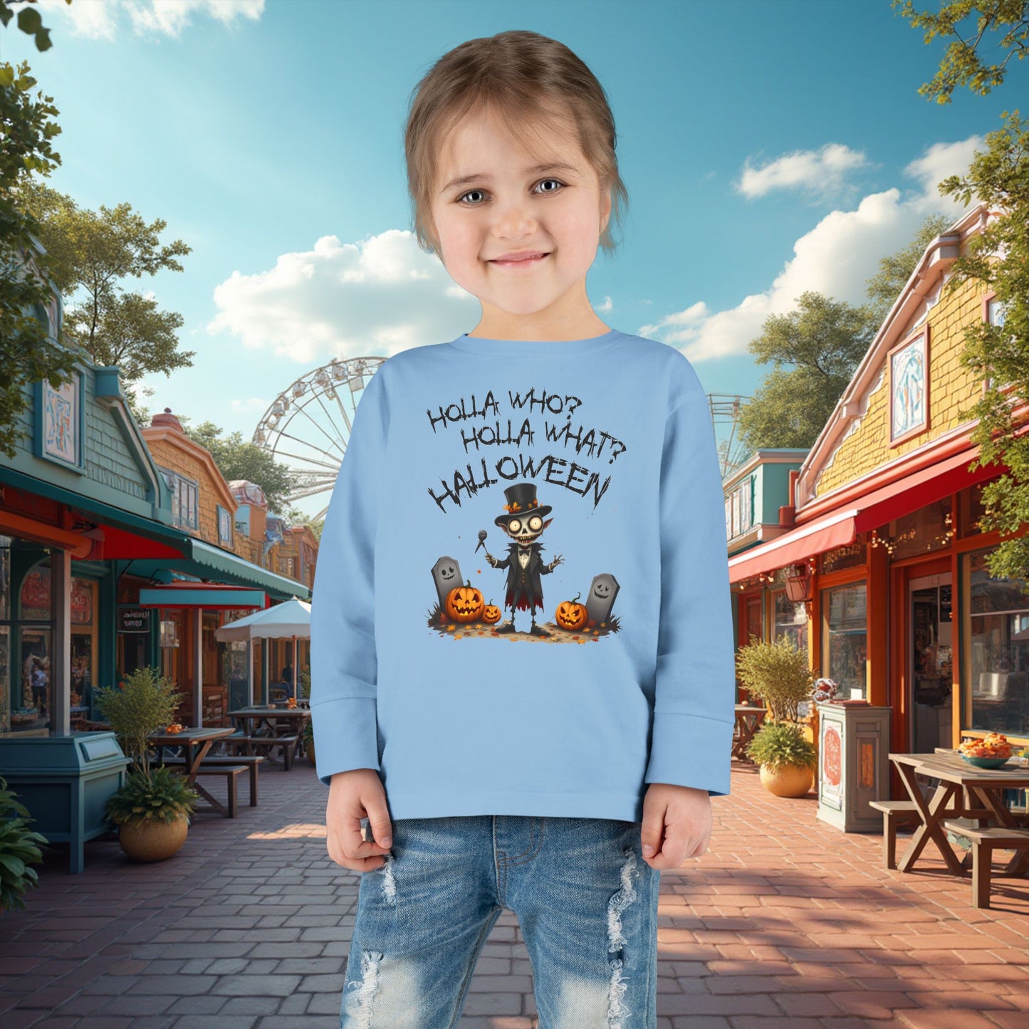 Toddler's "Holla Who, Holla What, Halloween" Long Sleeve T-shirt